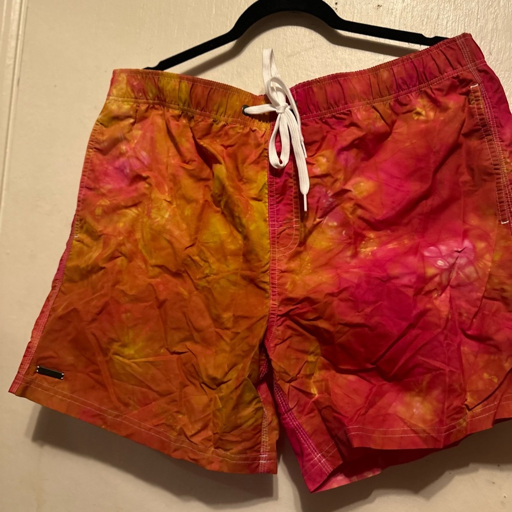 Sundek Pink and Orange Tie-Dye Swim Shorts
